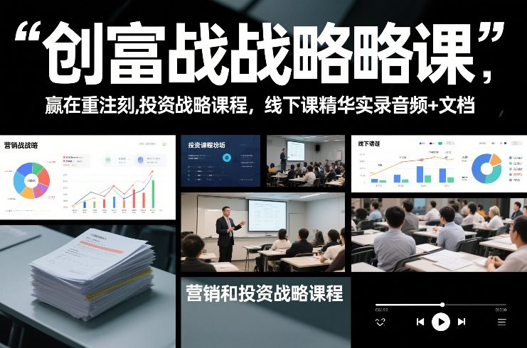 创富战略课,赢在重注时刻,营销和投资战略课程,线下课精华实录音频+文档-小钱大课云网创