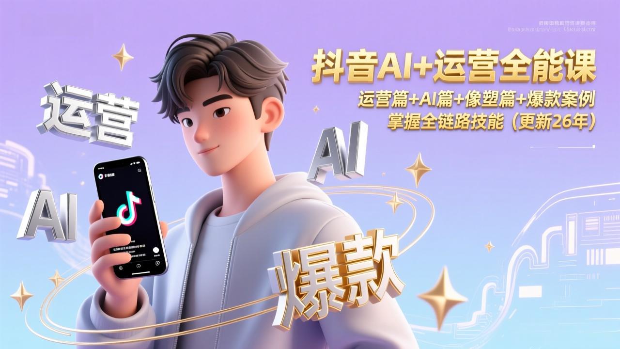抖音AI+运营全能课，运营篇+AI篇+像塑篇+爆款案例，掌握全链路技能(更新26年-小钱大课云网创