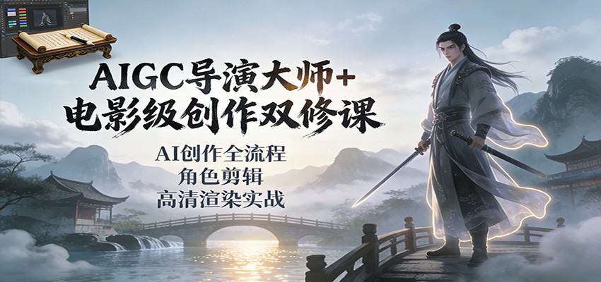 AIGC导演大师+电影级创作双修课：AI创作全流程、角色剪辑、高清渲染实战-小钱大课云网创