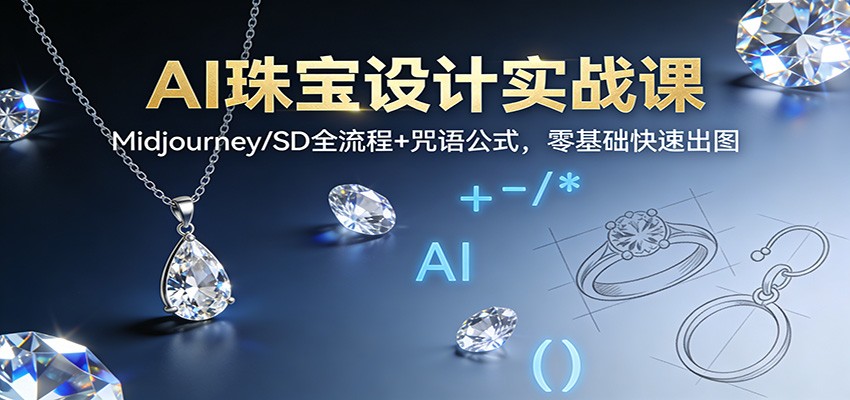 AI珠宝设计实战课：Midjourney/SD全流程+咒语公式，零基础快速出图-小钱大课云网创