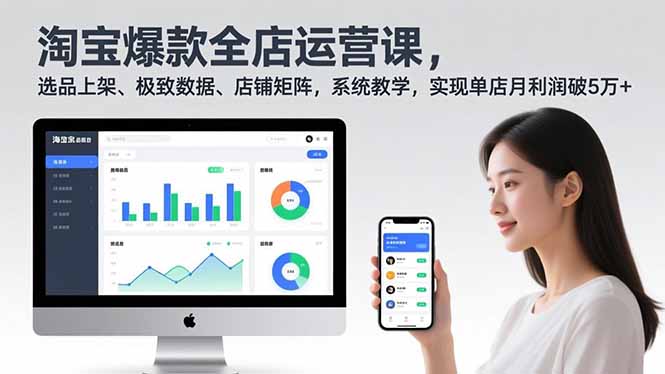 淘宝爆款全店运营课2.0，选品上架、极致数据、店铺矩阵，系统教学，实现单店月利润破5万+-小钱大课云网创