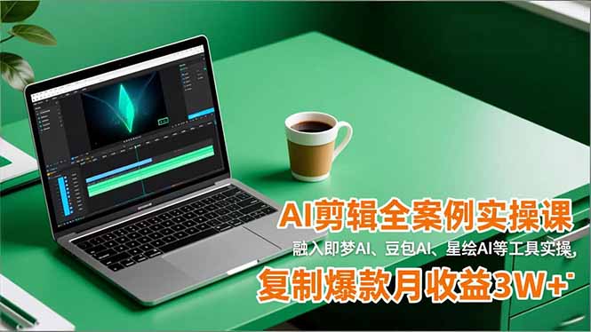 AI剪辑全案例实操课，融入即梦AI、豆包AI、星绘AI等工具实操，复制爆款月收益3W+-小钱大课云网创
