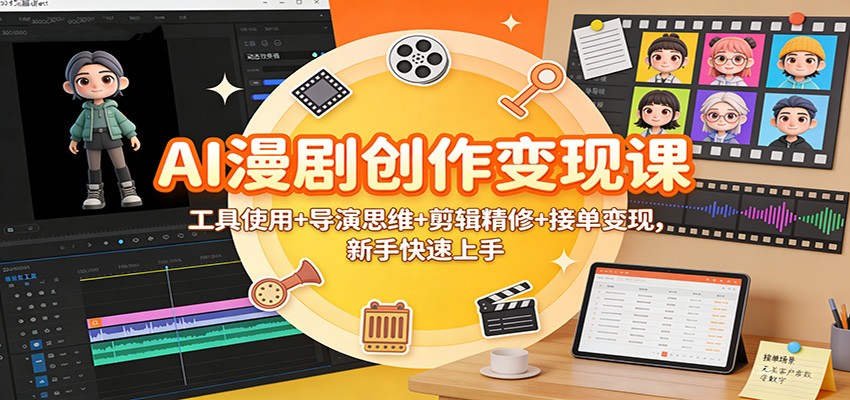 AI漫剧创作变现课：工具使用+导演思维+剪辑精修+接单变现，新手快速上手-小钱大课云网创