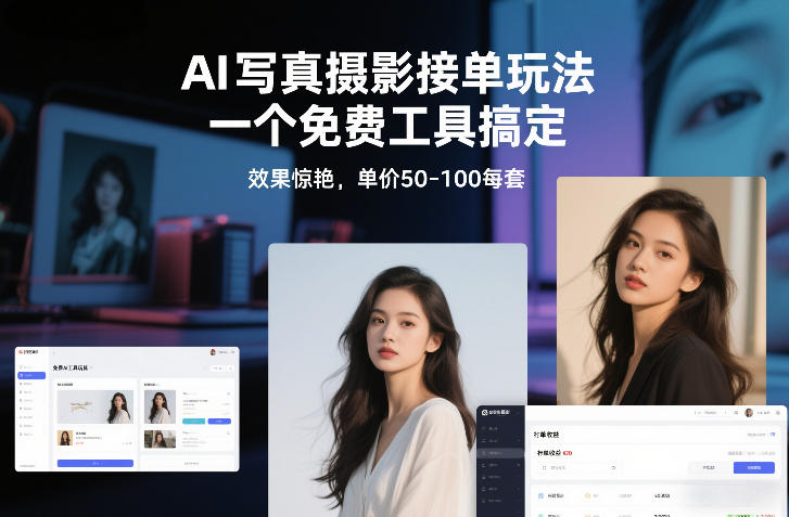 AI写真摄影接单玩法，一个免费工具搞定，效果惊艳，单价50-100每套-小钱大课云网创