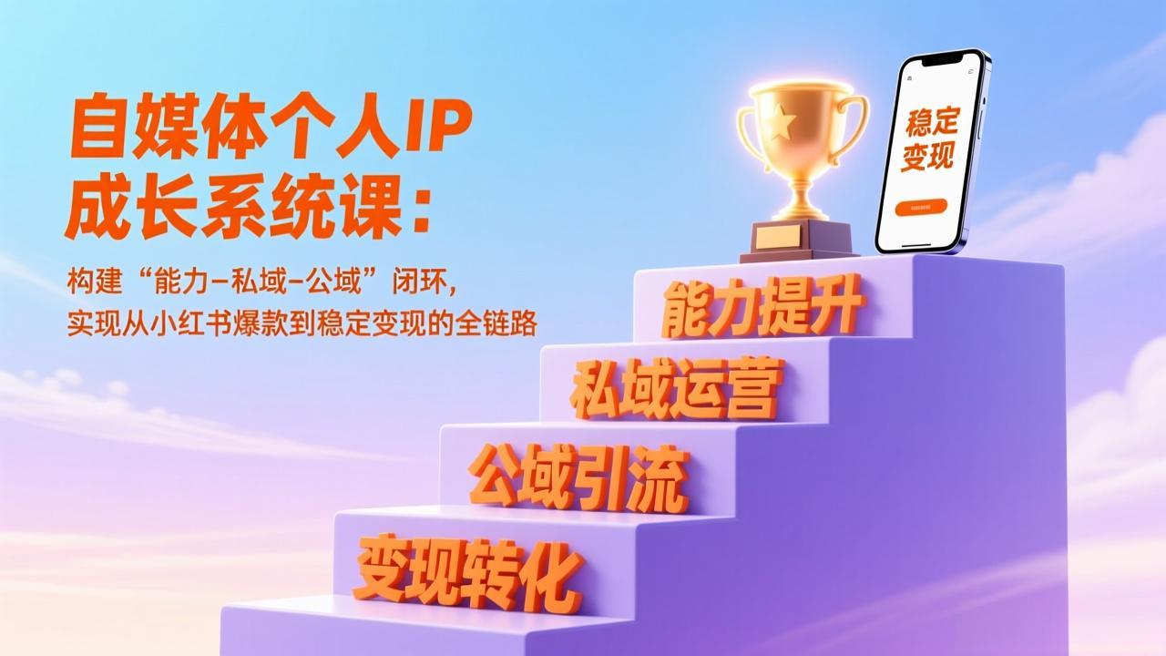 自媒体个人IP成长系统课:构建“能力-私域-公域”闭环,实现从小红书爆款到稳定变现的全链路-小钱大课云网创