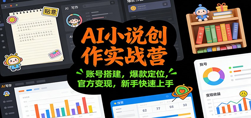 AI小说创作实战营:账号搭建,爆款定位,官方变现,新手快速上手-小钱大课云网创