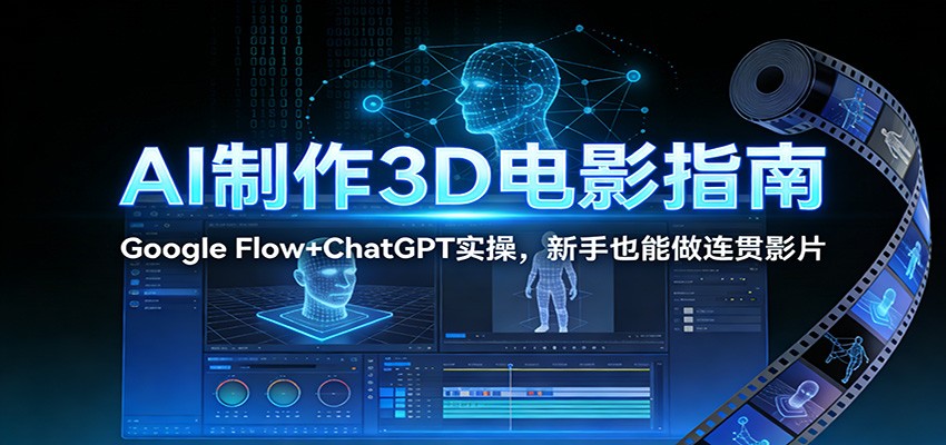 AI制作3D电影指南：Google Flow+ChatGPT实操，新手也能做连贯影片-小钱大课云网创