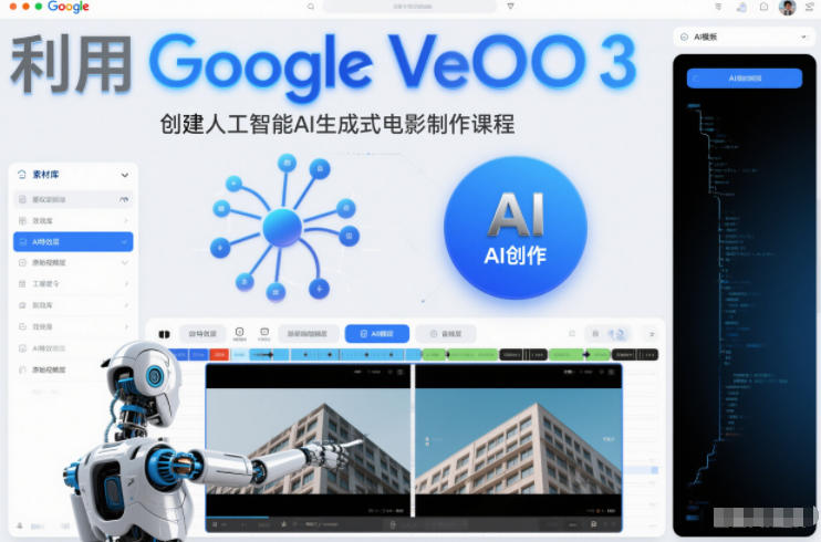 利l用Google Veo 3创建人工智能AI生成式电影制作课程，使用人工智能的力量创建令人惊叹的视频-小钱大课云网创