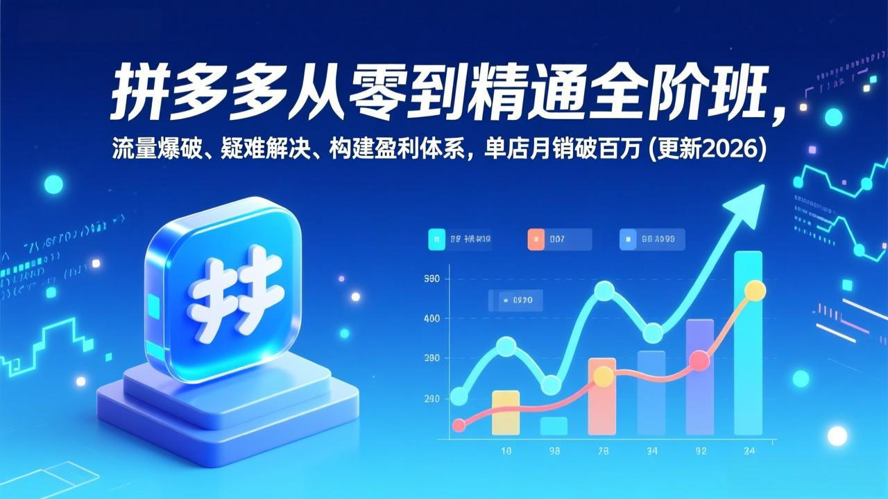 拼多多从零到精通全阶班，流量爆破、疑难解决，构建盈利体系，单店月销破百万(更新2026-小钱大课云网创