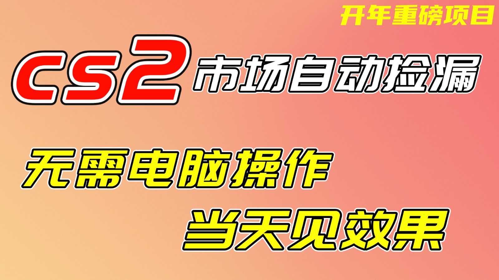 CS2市场挂机项，无需电脑操作，无需进入游戏，当天见效果，支持任何形式验证-小钱大课云网创