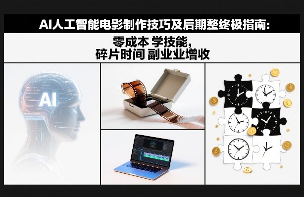AI人工智能电影制作技巧及后期完整终极指南：零成本学技能，碎片时间副业增收-小钱大课云网创