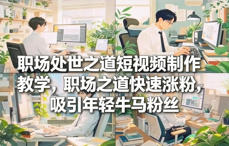 职场处世之道短视频制作教学，职场之道快速涨粉，吸引年轻牛马粉丝-小钱大课云网创