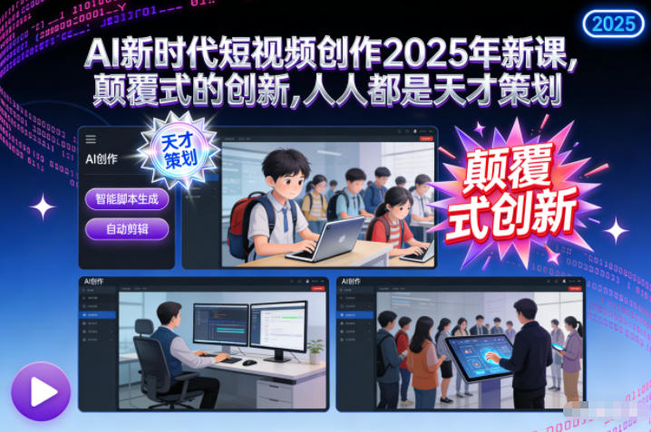 AI新时代短视频创作2025年新课，颠覆式的创新，人人都是天才策划-小钱大课云网创