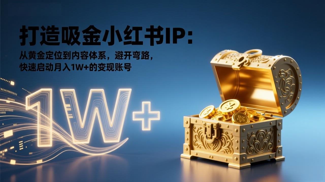 打造吸金小红书IP：从黄金定位到内容体系，避开弯路，快速启动月入1W+的变现账号-小钱大课云网创