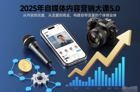 2025年自媒体内容营销大课5.0，从内容到流量，从流量到商业，构建自带流量的个体商业体-小钱大课云网创