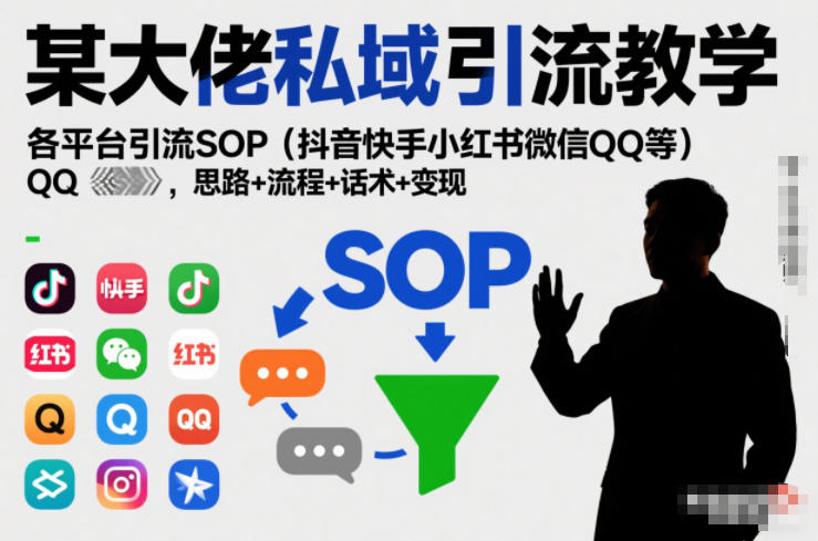 某大佬私域引流教学，各平台引流SOP(抖音快手小红书微信QQ等)，思路+流程+话术+变现-小钱大课云网创