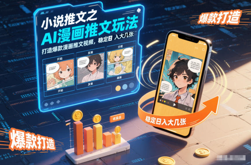 小说推文之AI漫画推文玩法，打造爆款漫画推文视频，稳定日入大几张-小钱大课云网创