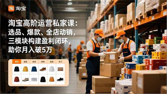 淘宝高阶运营私家课：选品、爆款、全店动销，三模块构建盈利闭环，助你月入破5万(更新12月-小钱大课云网创