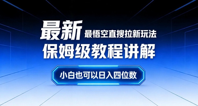 最新最悟空直搜拉新玩法保姆级教程讲解，小白也可以日入四位数-小钱大课云网创