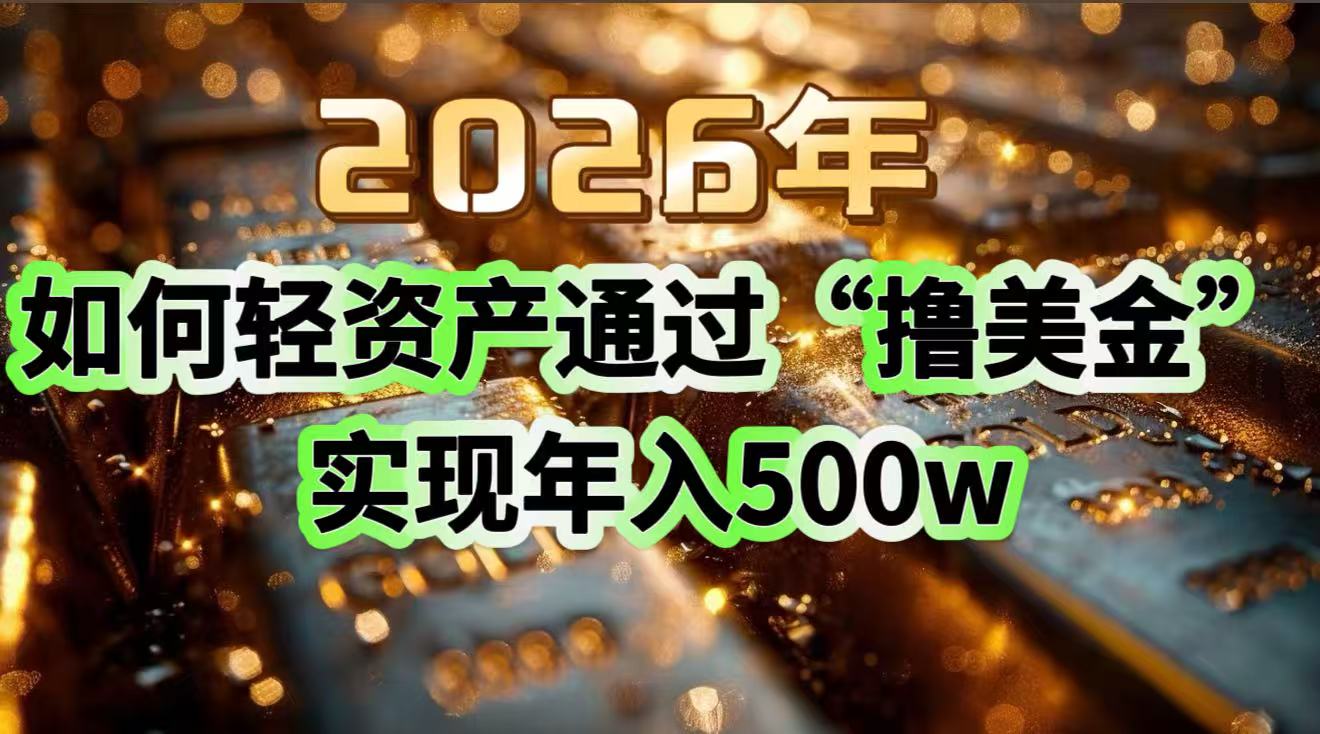 2026年如何轻资产通过“撸美金”实现年入500w-小钱大课云网创