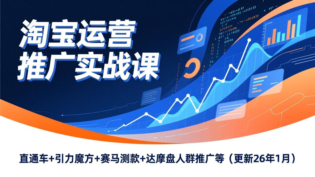 淘宝运营推广实战课,直通车+引力魔方+赛马测款+达摩盘人群推广等(更新26年1月-小钱大课云网创