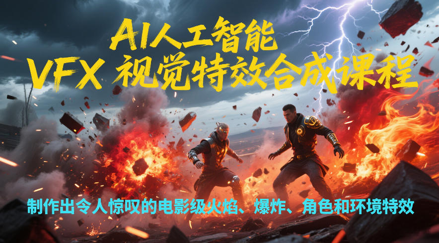 AI人工智能VFX视觉特效合成课程，制作出令人惊叹的电影级火焰、爆炸、角色和环境特效-小钱大课云网创