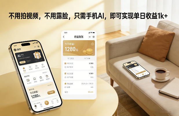 不用拍视频，不用露脸，只需手机AI，即可实现单日收益1k+【揭秘】-小钱大课云网创