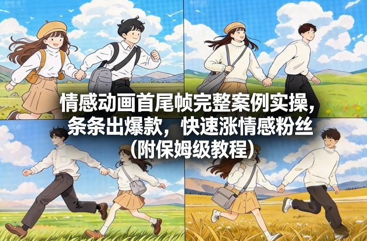 情感动画首尾帧完整案例实操，条条出爆款，快速涨情感粉丝(附保姆级教程)-小钱大课云网创