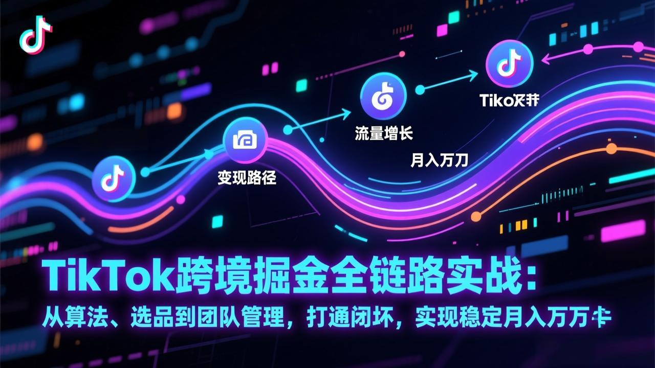 TikTok跨境掘金全链路实战：从算法、选品到团队管理，打通闭环，实现稳定月入万刀-小钱大课云网创