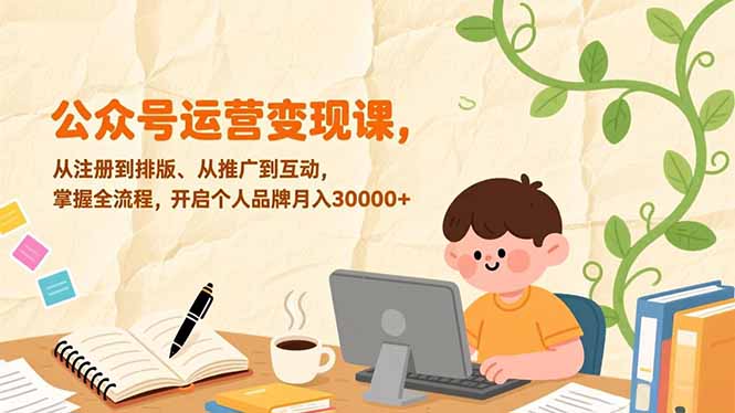 公众号运营变现课，从注册到排版、从推广到互动，掌握全流程，开启个人品牌月入30000+-小钱大课云网创