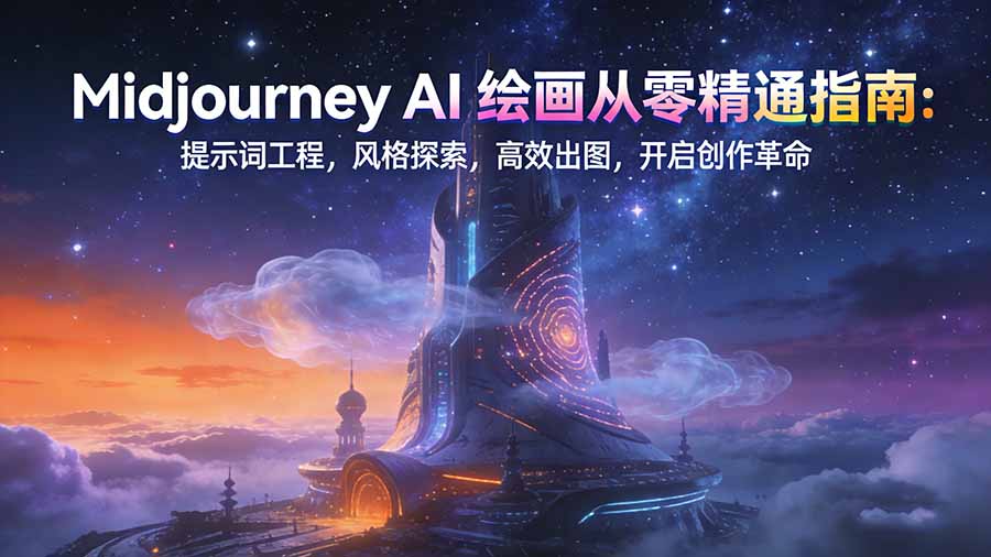 Midjourney AI绘画从零精通指南：提示词工程，风格探索，高效出图，开启创作革命-小钱大课云网创