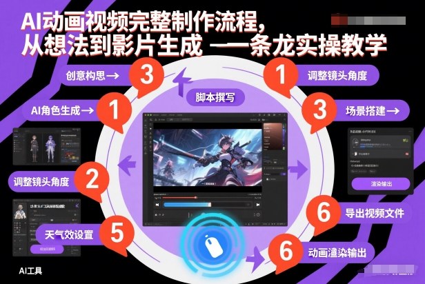 AI动画视频完整制作流程，从想法到影片生成一条龙实操教学-小钱大课云网创