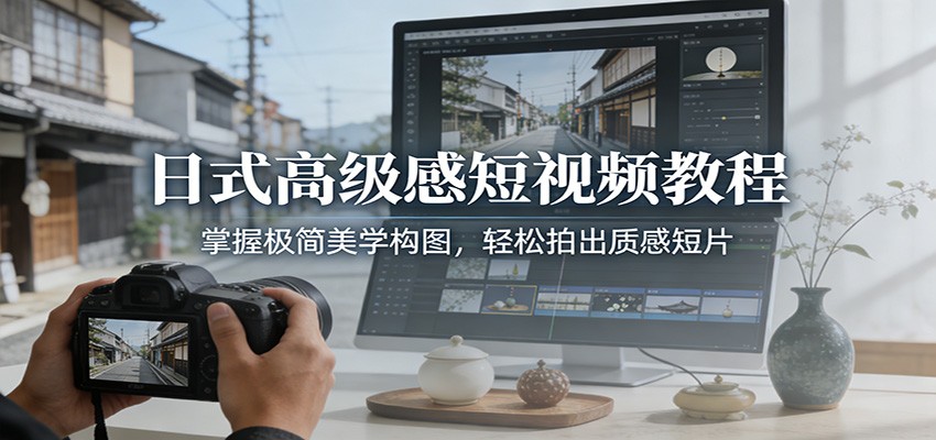 日式高级感短视频教程：掌握极简美学构图，轻松拍出质感短片-小钱大课云网创