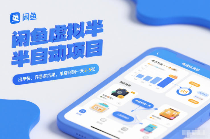 闲鱼虚拟半自动项目，出单快，容易拿结果，单店利润一天3-5张-小钱大课云网创