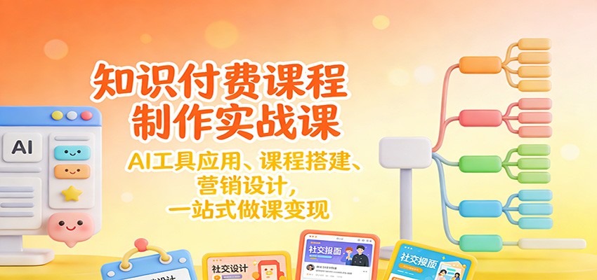 知识付费课程制作实战课：AI工具应用 、课程搭建、营销设计，一站式做课变现-小钱大课云网创