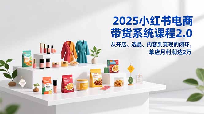 2025小红书电商带货系统课程2.0，从开店、选品、内容到变现的闭环，单店月利润达2万-小钱大课云网创