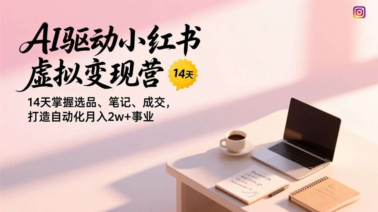 AI驱动小红书虚拟变现营,14天掌握选品、笔记、成交,打造自动化月入2w+事业-小钱大课云网创