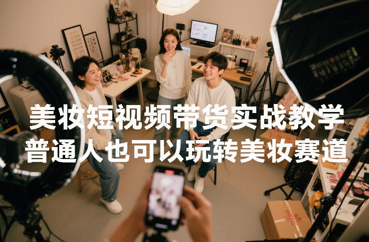 美妆短视频带货实战教学，普通人也可以玩转美妆赛道-小钱大课云网创