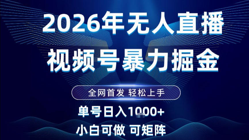 2026最新视频号无人直播掘金，全网首发，小白可以玩，长期稳定日入1k+【揭秘】-小钱大课云网创