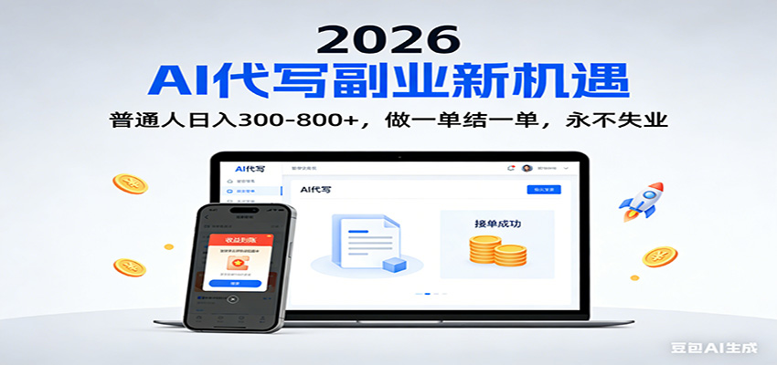 2026 副业首选！AI 代写日入 300-800，普通人0门槛，做一单结一单！-小钱大课云网创