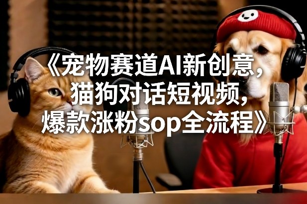 宠物赛道AI新创意，猫狗对话短视频，爆款涨粉sop全流程-小钱大课云网创