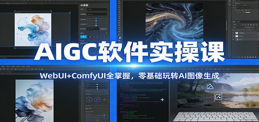 AIGC软件实操课:WebUI+ComfyUI全掌握,零基础玩转AI图像生成-小钱大课云网创