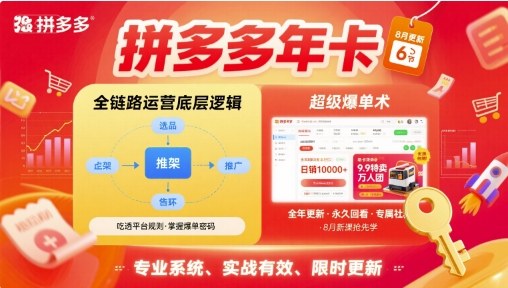 拼多多年卡，拼多多全链路运营底层逻辑，超级爆单术【更新26年1月】-小钱大课云网创