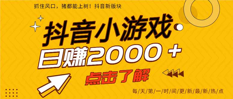 2025年爆火的抖音小游戏项目，一部手机日入2000+-小钱大课云网创