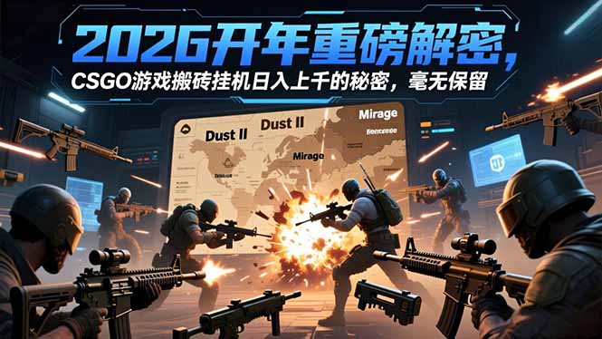 2026开年重磅解密，CSGO游戏搬砖挂机日入上千的秘密，毫无保留-小钱大课云网创