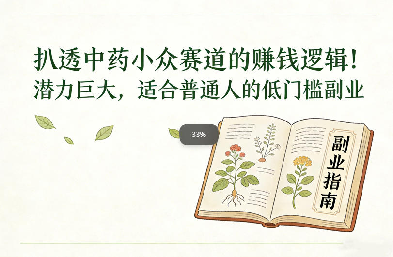 扒透中药小众赛道的賺米逻辑，潜力巨大，适合普通人的低门槛副业-小钱大课云网创