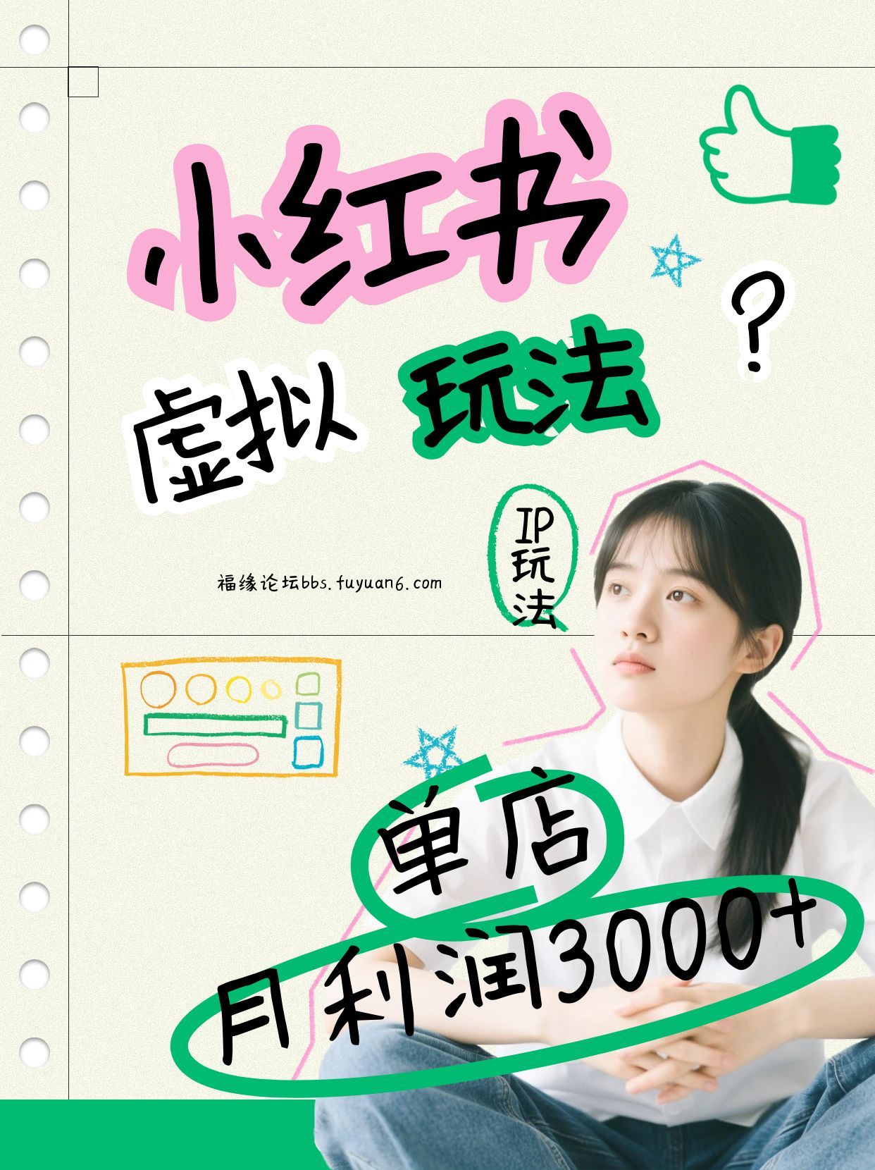 小红书虚拟玩法(铺货流和单品玩法)，单店月利润3000+，IP打法+原创商品(0违规)-小钱大课云网创