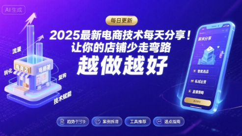 2025最新电商技术每天分享，让你的店铺少走弯路，越做越好(更新26年01月)-小钱大课云网创