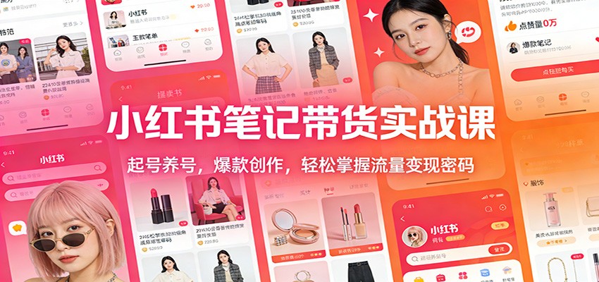 小红书笔记带货实战课：起号养号，爆款创作，轻松掌握流量变现密码-小钱大课云网创