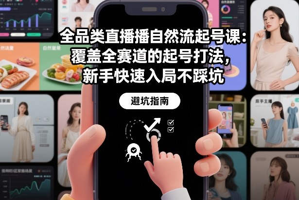 全品类直播自然流起号课：覆盖全赛道的起号打法，新手快速入局不踩坑-小钱大课云网创